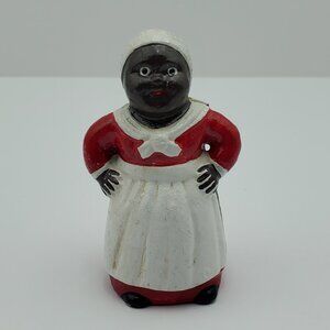 African American Woman Small Cast Iron Coin Bank Metal Maid Figurine